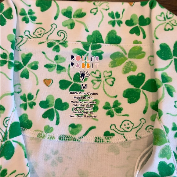 New With Tags Roller Rabbit Painted Shamrock Polo Pajamas Sz M - Picture 4 of 6
